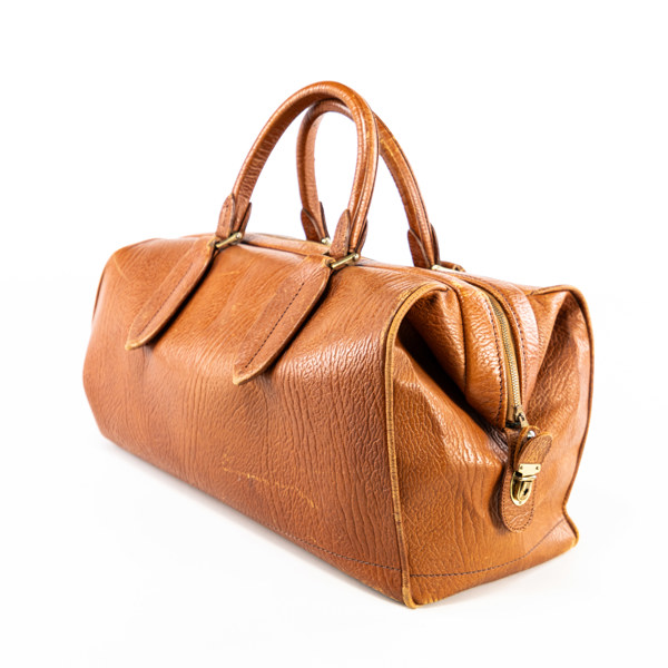 Weekendbag, läder, mått ca 45x20x22 cm