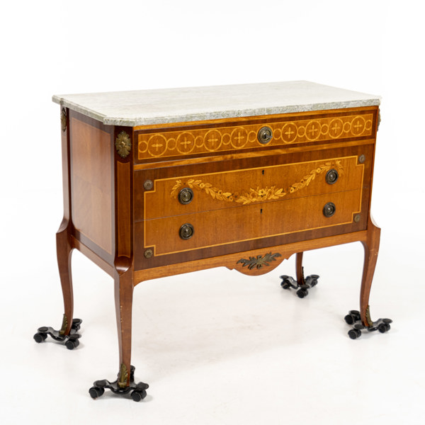 Stilbyrå, trä/marmor, 1900-tal, SMI, bredd 97 cm