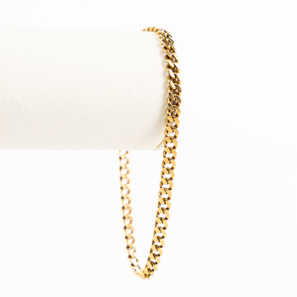 Armband, 18k guld, hamrad pansarlänk, längd 21 cm, vikt 15,7 gram