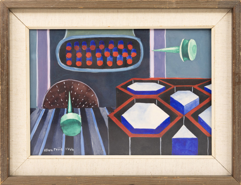 Allan Friis, gouache, signerad, 38x29 cm