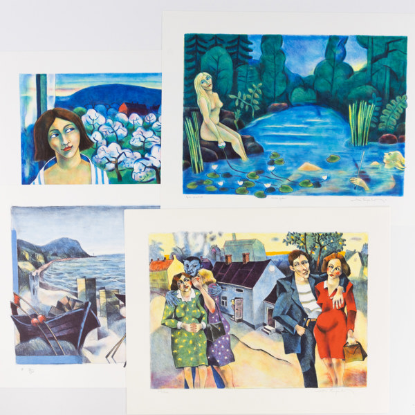 Jussi Taipaleenmäki, litografier, 4 st, numrerade, signerade