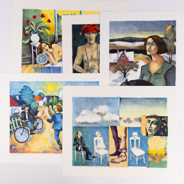 Jussi Taipaleenmäki, litografier, 5 st, numrerade, signerade