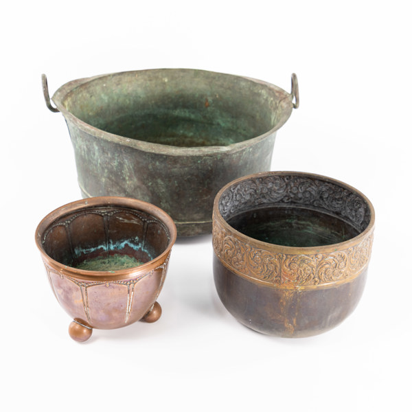 Balja, ytterfoder, 3 delar, koppar, Ø 40,5 cm och mindre