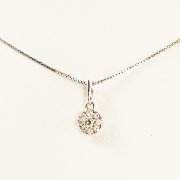 Kedja, 18k vitguld, hänge med briljanter