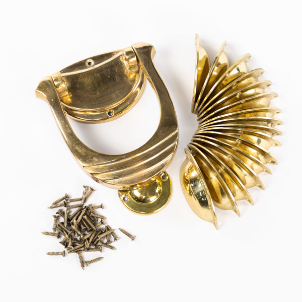 Dörrkläpp, lådbeslag, 17 delar, mässing