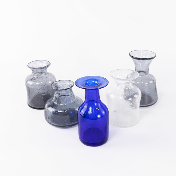 Erik Höglund, vaser, 5 st, signerade, Boda, högsta 15,5 cm