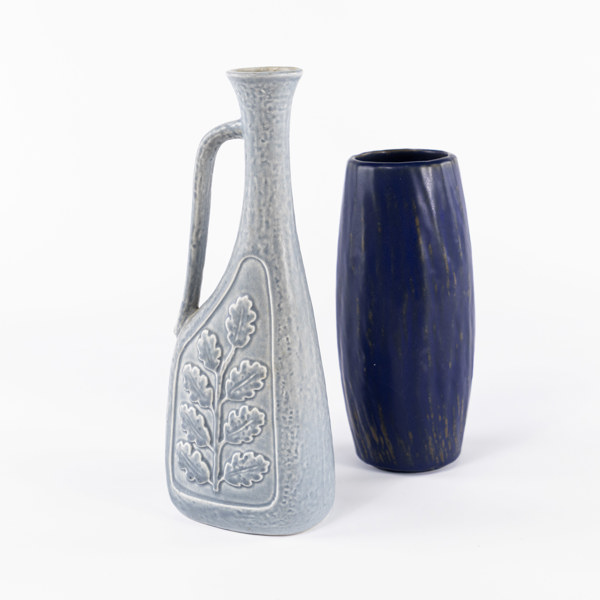 Gunnar Nylund, vaser, 2 st, "Rubus", "Eklöv", Rörstrand, högsta 29 cm