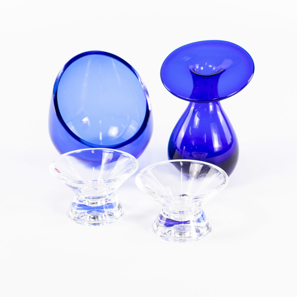 Glasföremål, 4 delar, bl a Studio Åhus, Iittala, högsta 14 cm