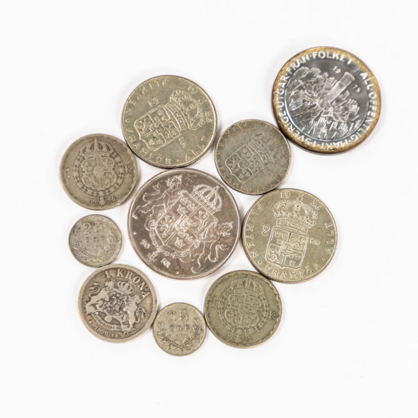 Mynt, 10 st, silver, Sverige