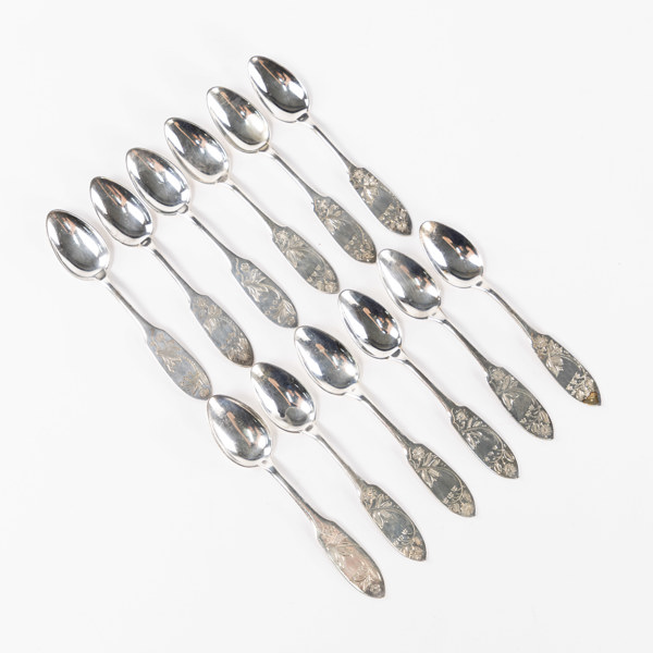 Kaffeskedar, 12 st, "Tornedalssilver", 147,5 gram