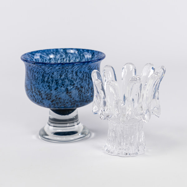 Ljushållare, skål på fot, bl a "Sunflower", högsta 12,5 cm