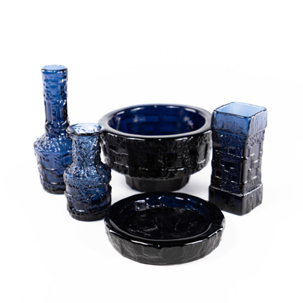 Göte Augustsson, glas, 5 delar, Ruda glasbruk, högsta 23 cm