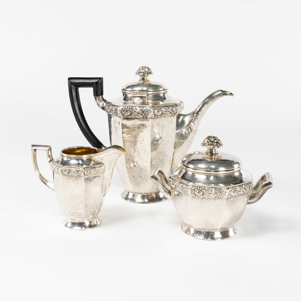 Kaffeservis, 3 delar, silver, CGH, vikt 1075 gram