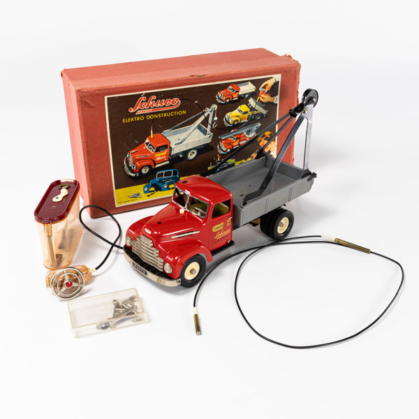 Leksaksbil, Schuco, Elektro Construction 6070, 50-tal, i förpackning