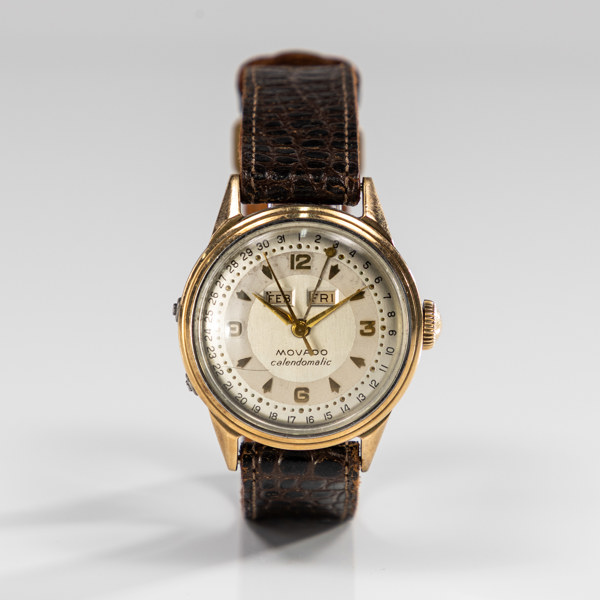 Movado, Calendomatic, 33 mm, guld på stål, 50-tal