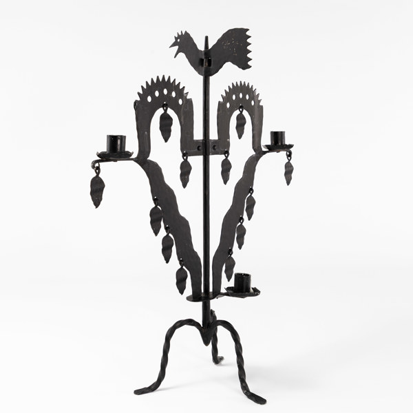 Ljusstake, smide, "Tuppstaken", Käck & Hedbys, Leksand, höjd 54 cm