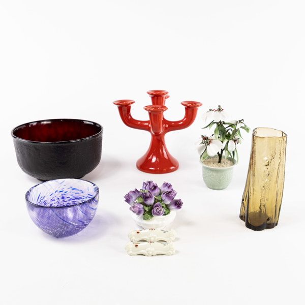 Vaser, skålar, prydnadsblomma, m.m, bl a Rosenthal, högsta 19,5 cm
