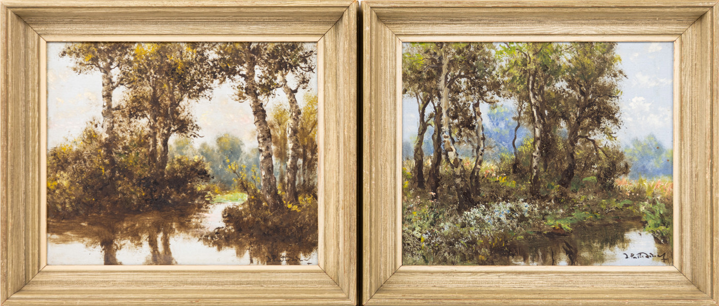 Oidentifierad konstnär, olja på duk, 2 st, signerade, 40x35 cm