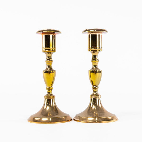 Ljusstakar, ett par, malm höjd 16,5 cm