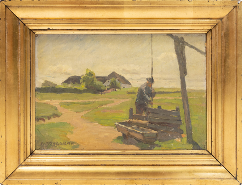Albert Kongsbak, olja på pannå, signerad, 42x32 cm