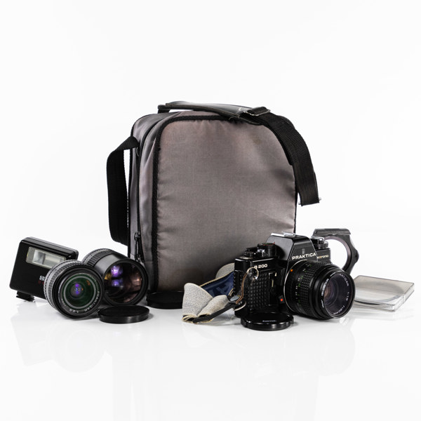 Systemkamera, Praktica, B 200 Electronic, 3 objektiv, 80-tal, Östtyskland