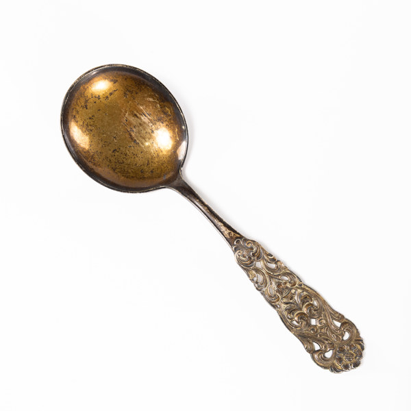 Sked, silver, längd 18 cm, vikt 55,9 gram