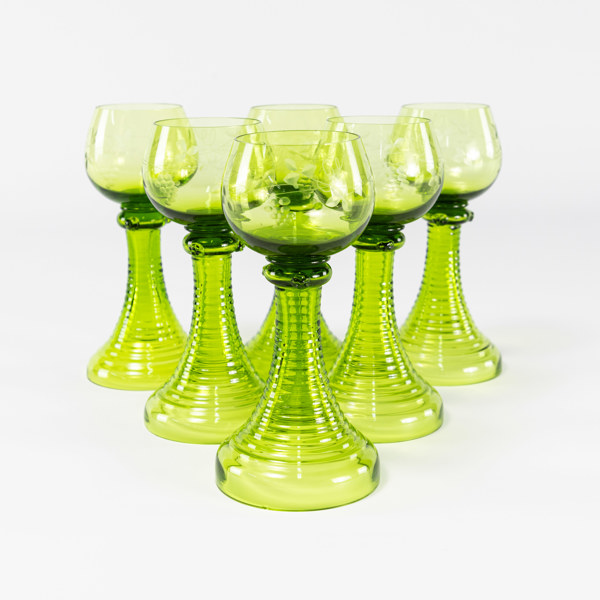 Remmare, 6 st, grönt glas