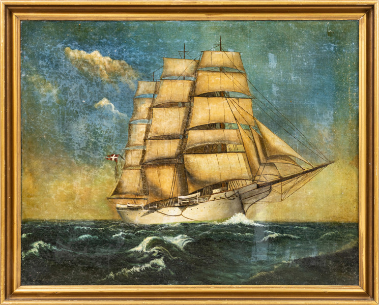 Oidentifierad konstnär, olja på duk, skeppsmålning, 67 x 54 cm