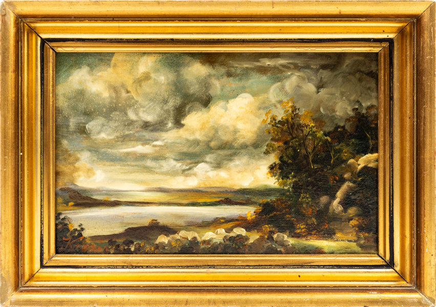 Oidentifierad konstnär, olja på pannå, signerad, 33x24 cm