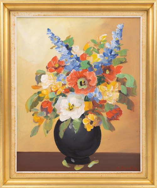 Oidentifierad konstnär, olja på pannå, signerad "K Flodin", 54 x 65 cm