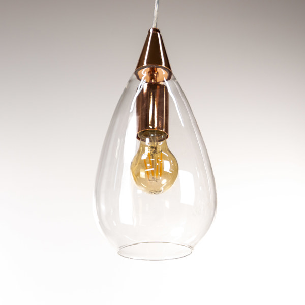 Taklampa, kopparfärgad metall/glas, Rydéns