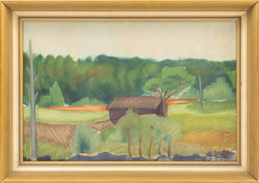 Carl E Larsson, olja på duk, signerad, 54x38 cm