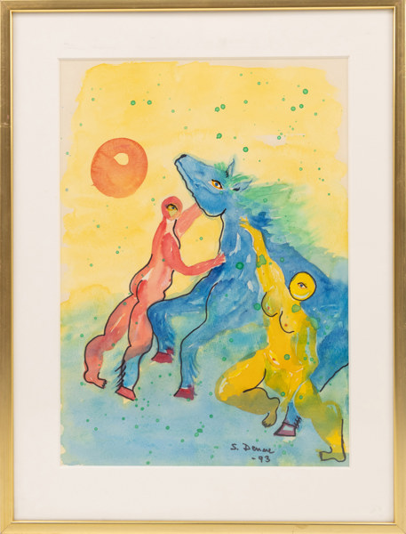 Oidentifierad konstnär, akvarell, signerad, 41x54 cm