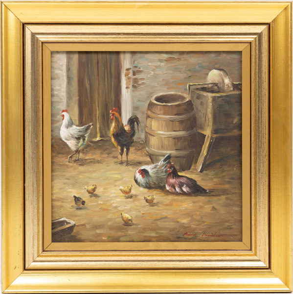 Oidentifierad konstnär, olja på duk, signerad, 36x36 cm