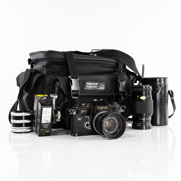 Systemkamera, Canon, FT QL, 2 objektiv, tillbehör, 70-tal, japan