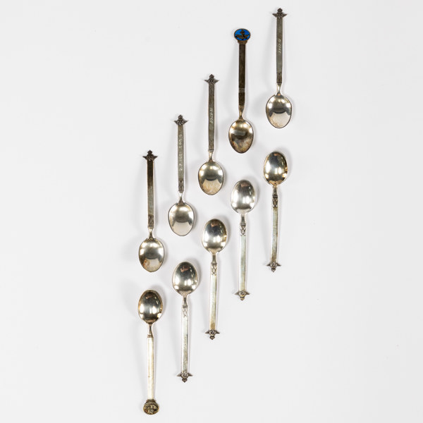 Kaffeskedar, 10 st, silver, med vinghjul, vikt 108 gram