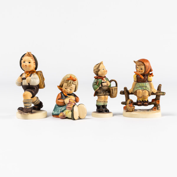 Figuriner, 4 st, Hummel, Goebel, högsta 11,5 cm