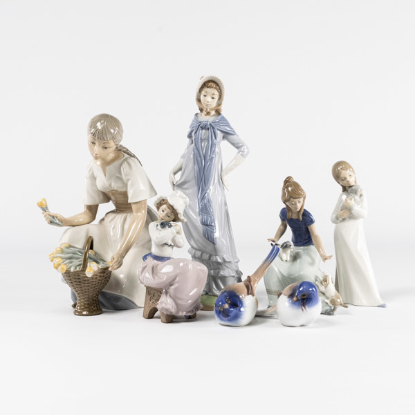 Figuriner, 7 st, bl a Nao, B&G, högsta 32 cm