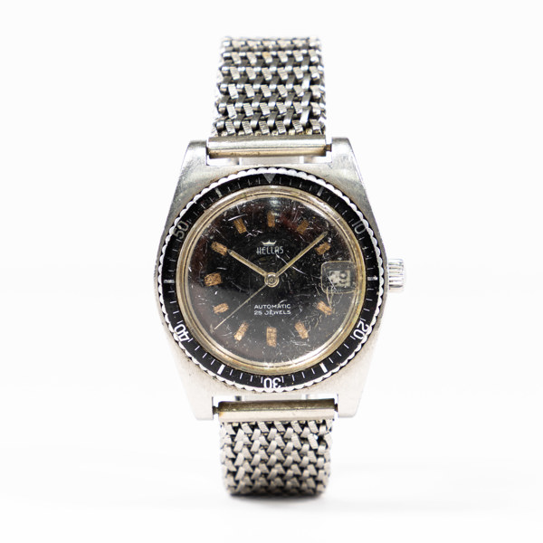 Hellas, dykarur, 36 mm, 60/70-tal, rostfritt stål