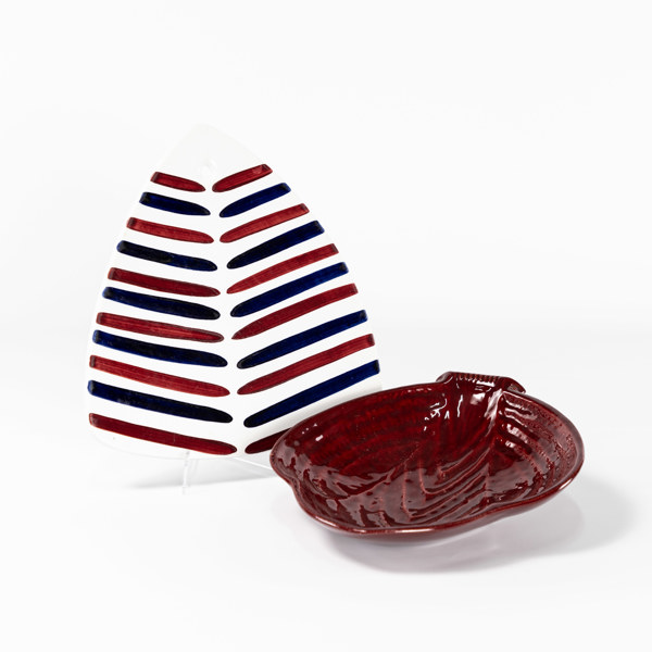 Skärbräda, skålfat, Rörstrand, Höganäs, längsta 28,5 cm