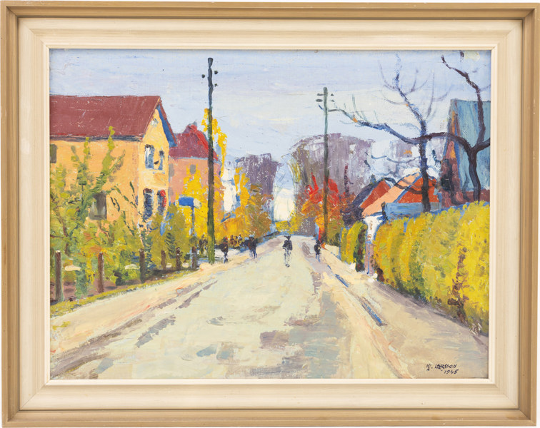 Hjalmar Larsson, olja på pannå, signerad, 1945, 71x57 cm