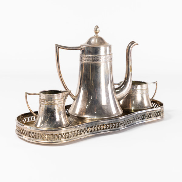 Kaffeservis, 4 delar, nysilver, bl a Gense, högsta 24 cm