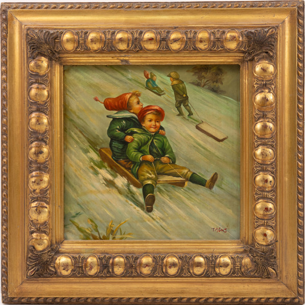 Oidentifierad konstnär, olja på duk, signerad, 51x51 cm