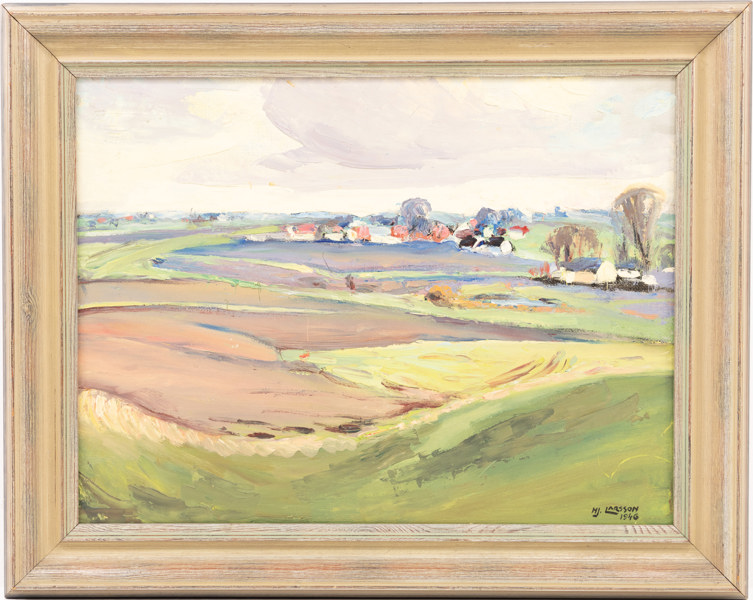 Hjalmar Larsson, olja på pannå, signerad, 1946, 73x59 cm