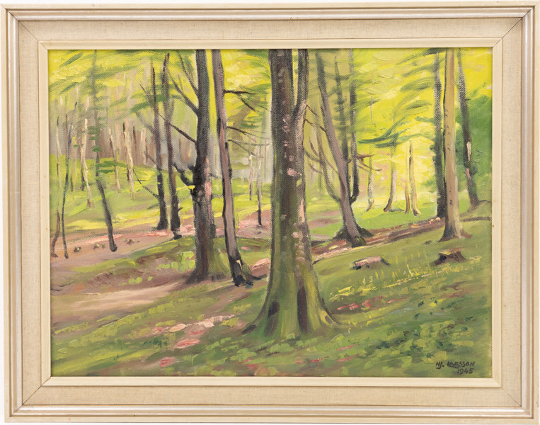 Hjalmar Larsson, olja på pannå, signerad, 1945, 72x57 cm