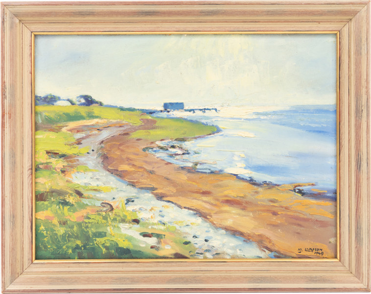 Hjalmar Larsson, olja på pannå, signerad, 1949, 72x57 cm