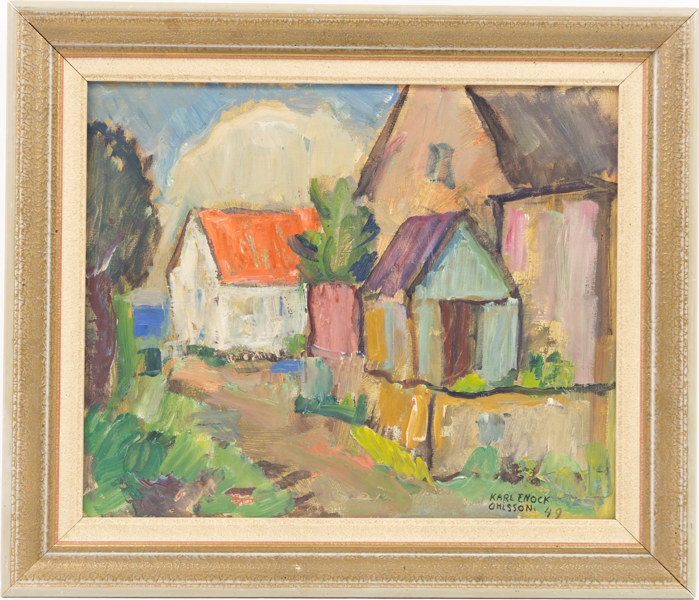 Karl Enock Ohlsson, olja på pannå, signerad, 57x49 cm