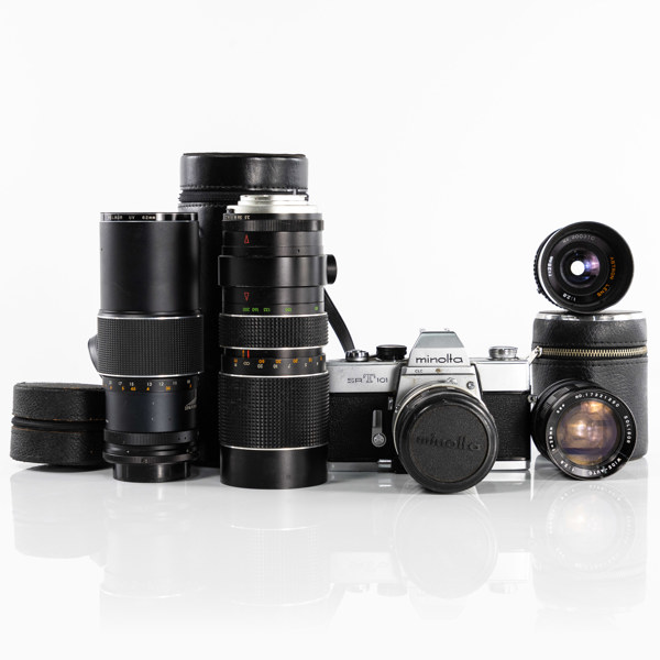 Systemkamera, Minolta, SRT-101, 5 objektiv, 70-tal, Japan