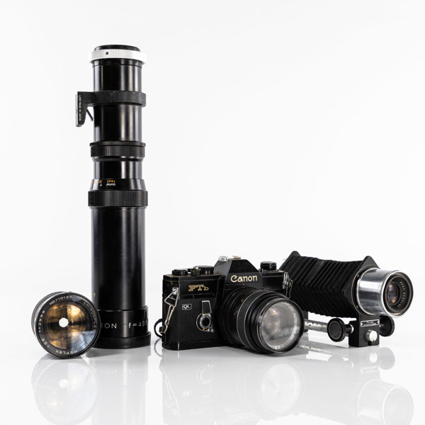 Systemkamera, Canon FTb QL, 3 objektiv, 70-tal, Japan