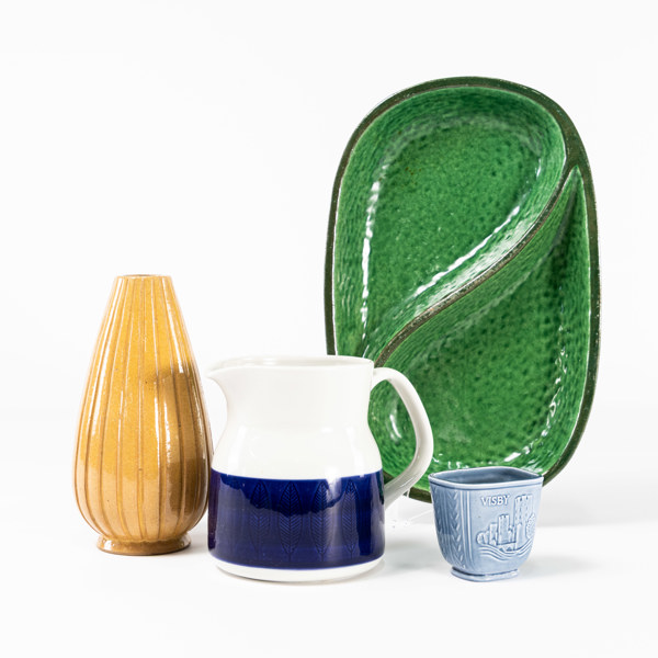 Keramik, porslin, 4 delar, Laholm, Höganäs, Rörstrand, längsta 33 cm